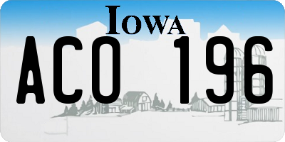 IA license plate ACO196