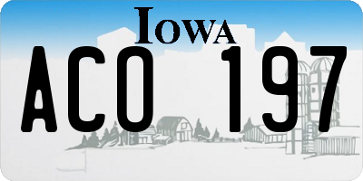 IA license plate ACO197