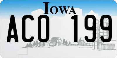 IA license plate ACO199