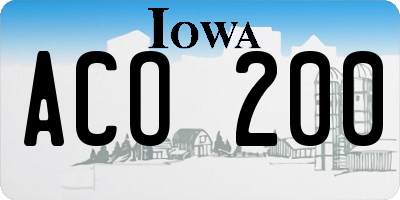 IA license plate ACO200