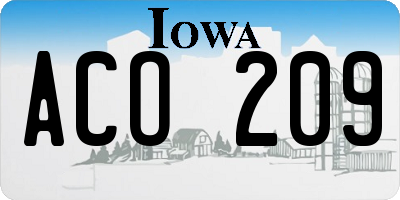 IA license plate ACO209