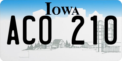 IA license plate ACO210