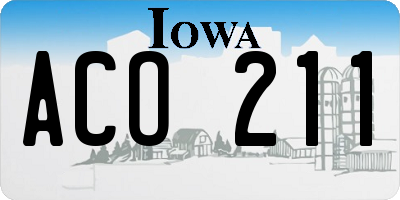 IA license plate ACO211