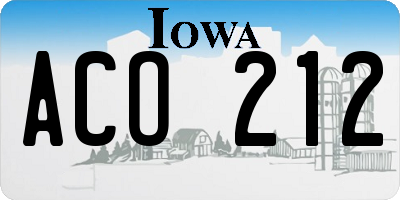 IA license plate ACO212