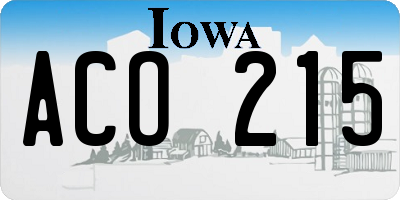 IA license plate ACO215