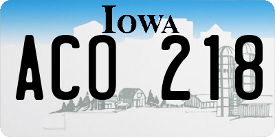 IA license plate ACO218
