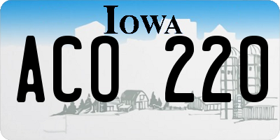 IA license plate ACO220