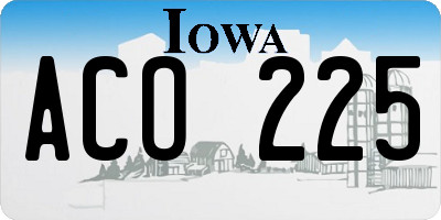 IA license plate ACO225