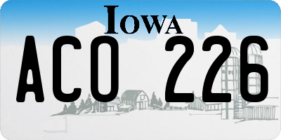 IA license plate ACO226