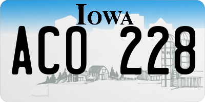 IA license plate ACO228