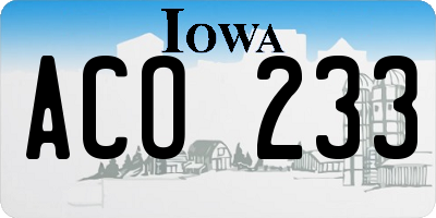 IA license plate ACO233