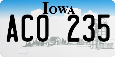 IA license plate ACO235