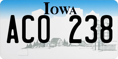 IA license plate ACO238