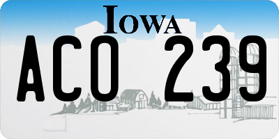 IA license plate ACO239