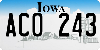IA license plate ACO243