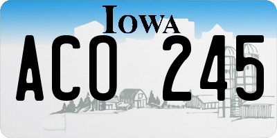IA license plate ACO245