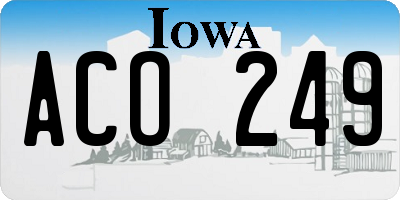 IA license plate ACO249