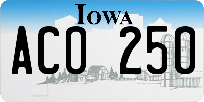 IA license plate ACO250