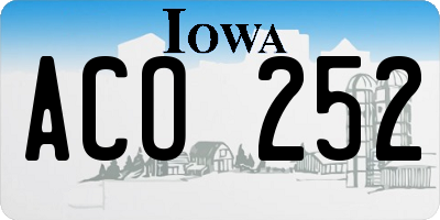 IA license plate ACO252