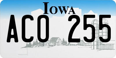 IA license plate ACO255