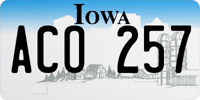 IA license plate ACO257