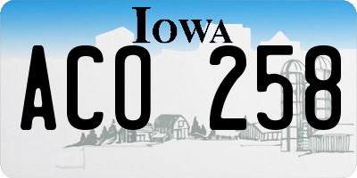 IA license plate ACO258