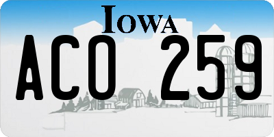 IA license plate ACO259