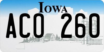 IA license plate ACO260