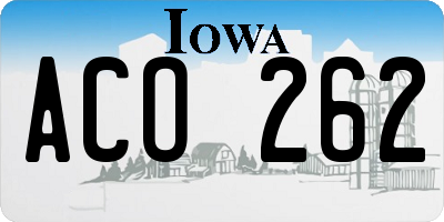 IA license plate ACO262