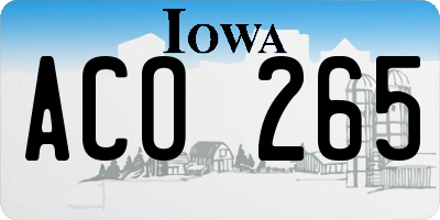 IA license plate ACO265