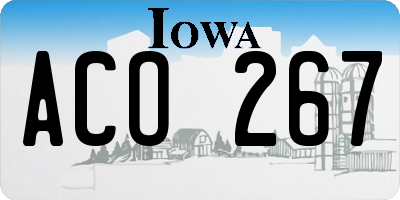 IA license plate ACO267