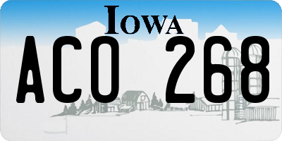 IA license plate ACO268