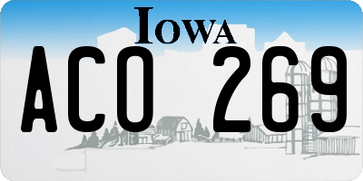 IA license plate ACO269