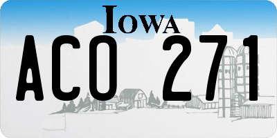 IA license plate ACO271
