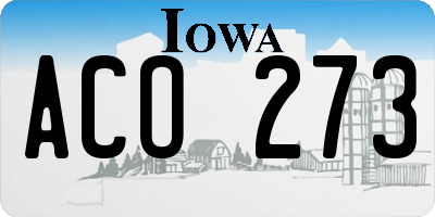 IA license plate ACO273