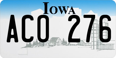 IA license plate ACO276