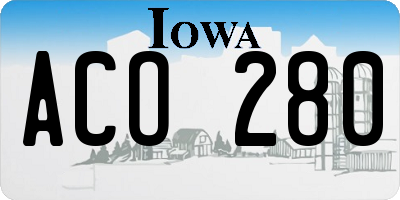 IA license plate ACO280