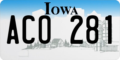 IA license plate ACO281