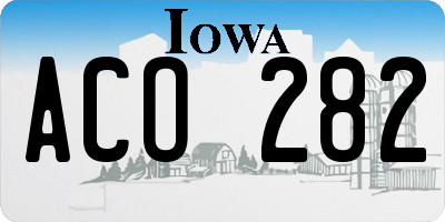 IA license plate ACO282