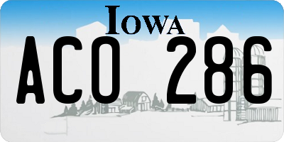 IA license plate ACO286