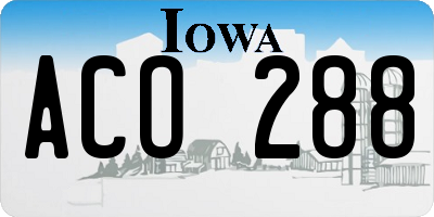 IA license plate ACO288