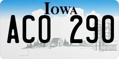 IA license plate ACO290