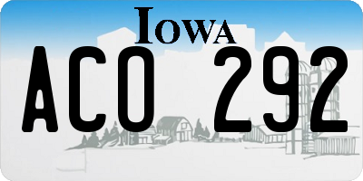 IA license plate ACO292