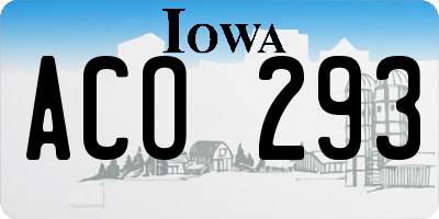 IA license plate ACO293