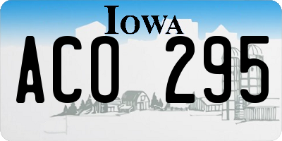 IA license plate ACO295