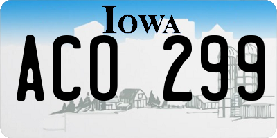 IA license plate ACO299