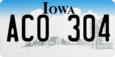 IA license plate ACO304