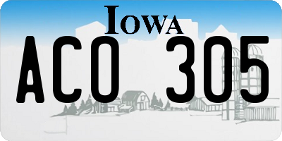 IA license plate ACO305