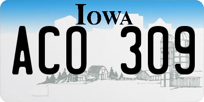 IA license plate ACO309