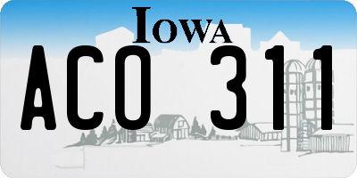 IA license plate ACO311